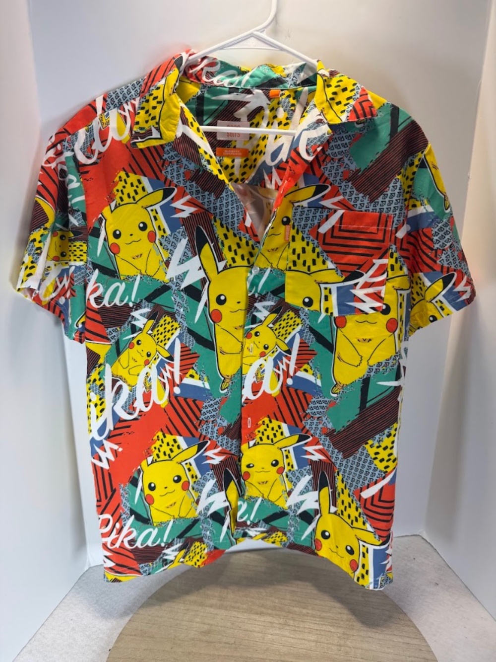 OppoSuits Pokemon Pikachu Hawaiian Shirt Men's M Relaxed Fit Multicolor Aloha